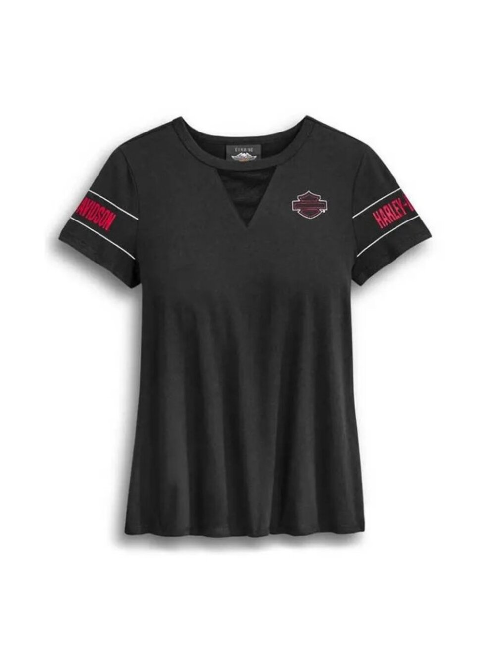 Harley Davidson Large Mesh V Neck Short Sleeve T-Shirt Black Red Moto Biker